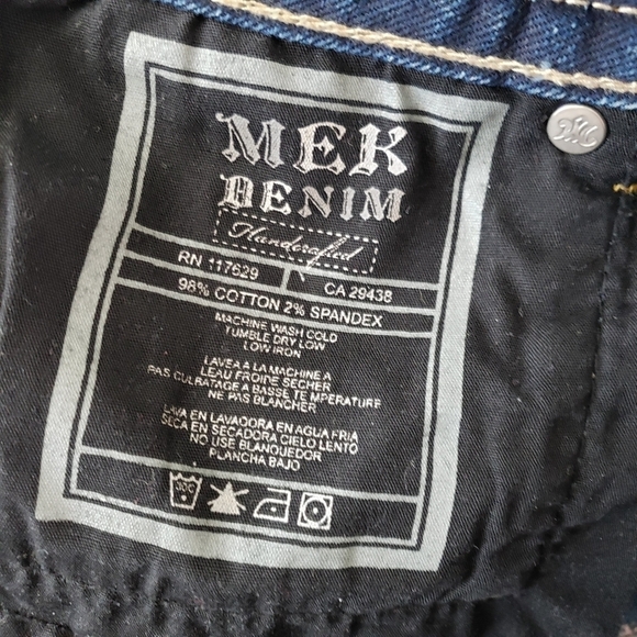 Mek Denim Women's 30x34 Krakow Boot Cut Dark Wash Jeans Flap Button Pockets - Picture 10 of 11